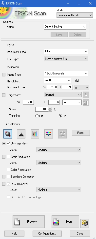 Epson Scan B&W Settings